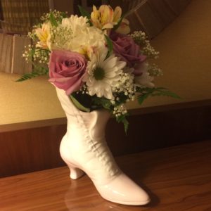 Flowers at teslacon Boot Gail Carriger pink purple white