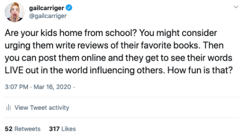 Gail Carriger Tweet Kids Do Reviews