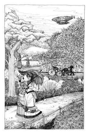 Soulless Illustrated Ivy Alexia Walk Hyde Pard Carriage Dirigible Steampunk Gail Carriger