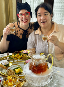 Gail Carriger Piper Drake Teahouse Bangkok Thailand tea drinking khanom glasses up
