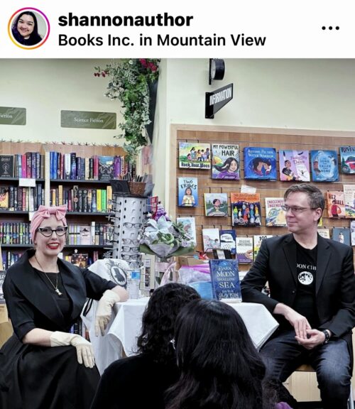 November 2023 Gail Carriger and David R Slayton at Books Inc in Mountain View authors conversation black pink original